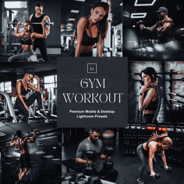 Gym and fitness Lightroom preset example — high-contrast, powerful athletic training photo