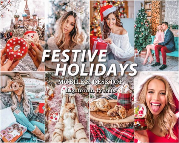 15 warm, cosy Christmas Lightroom preset example — festive portrait with holiday atmosphere